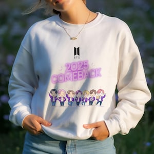 Camiseta de regreso inspirada en el Kpop 2025: linda camiseta de dibujos animados de Seven Boys, estilo fan art, con gráfico para sudadera con capucha, archivo digital.