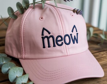 Classic “Meow” Embroidery Hat – Unique Cat Lover Gift – Comfortable and Chic Casual Cap