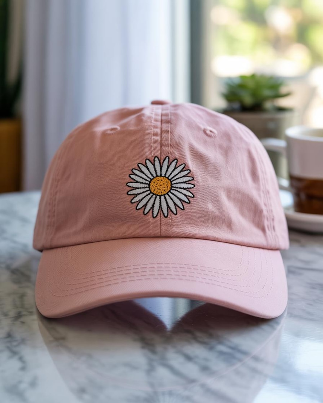 Minimalist Daisy Embroidered Cap: Black Floral Hat - Etsy