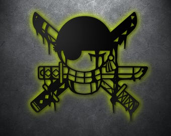 Arte de pared de metal de anime pirata: decoración de habitación gamer