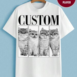 Custom Cat Bootleg Shirt, Personalized Pet Photo T-Shirt, Custom Kitty Face Shirt, Gift for Cat Lovers
