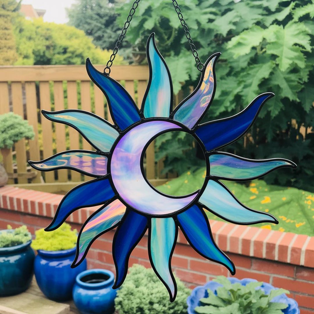 Celestial Sun & Moon Acrylic Suncatcher – UV Printed Window Hanging ...
