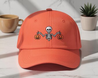 Skelett mit Kürbisse Halloween Stickerei Hut