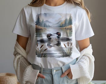 Retro Loon Wilderness Shirt – 90s Vintage Nature T-Shirt, Sweatshirt, Hoodie | Boho Wildlife Scene Gift for Outdoorsy Souls