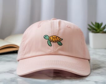 Sea Turtle Embroidered Cap: Adjustable Cotton Wildlife Hat