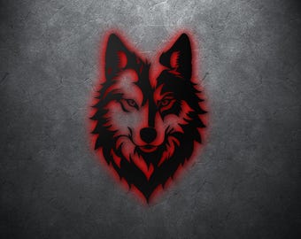 Wolf metalen muurkunst: rustiek cabinedecor, cadeau dierenliefhebber