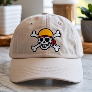 Embroidered Pirate Skull Hat: Cartoon Crossbones Cap