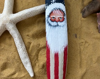 driftwood flag Uncle Sam Santa Americana ornament # 35
