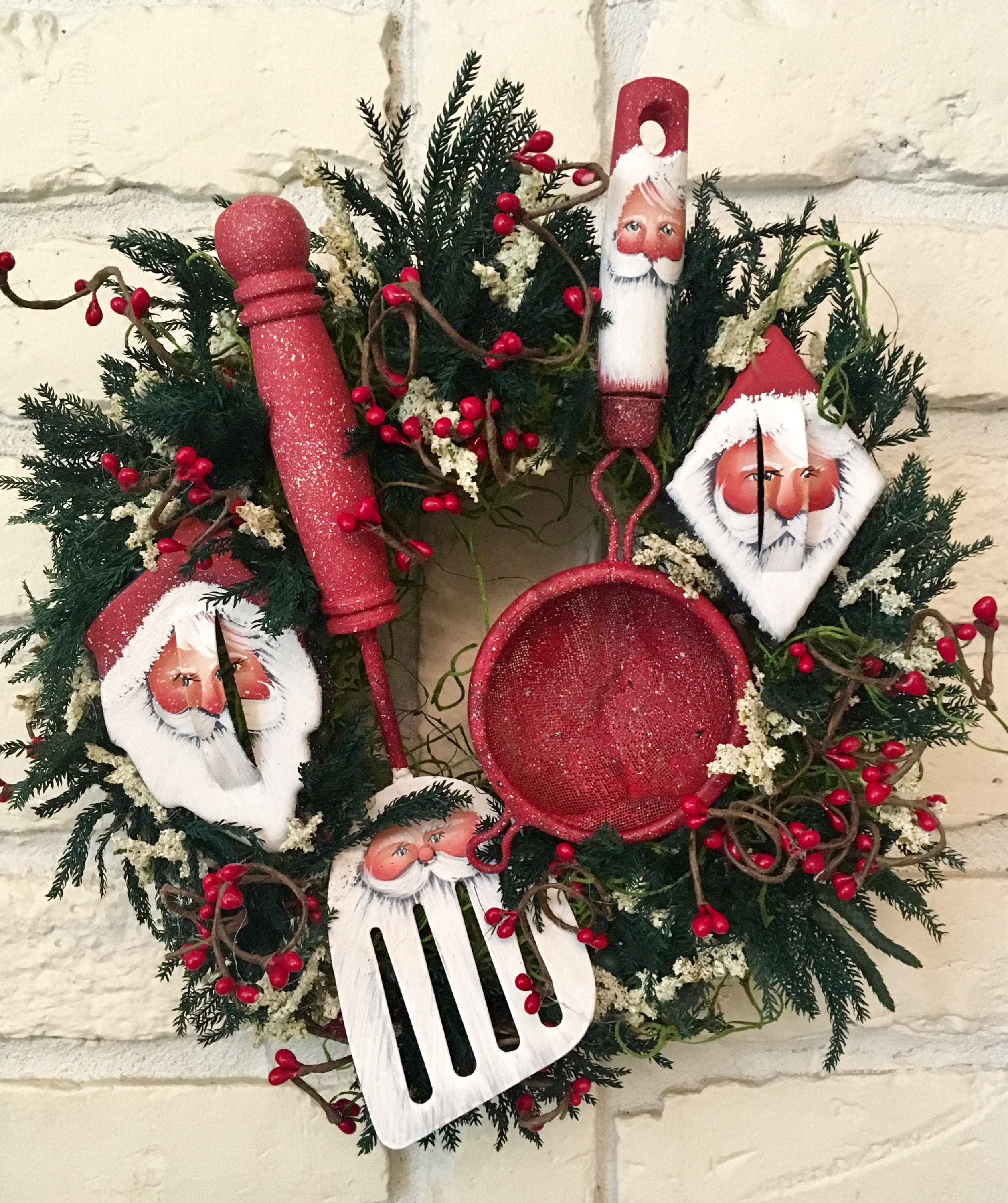 Vintage kitchen red Santa utensil spatula cookie cutters Etsy
