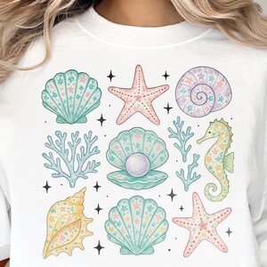 Wildflower Seashell Beach PNG: Summer Vibes Design (Digital Download