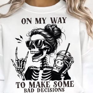 Funny Skeleton Messy Bun PNG: Sarcastic Adult Humor (Digital Download)