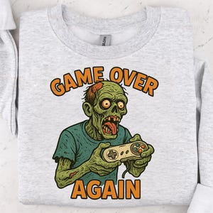 Zombie Gamer PNG: Retro Halloween Video Game Art (Digital Download)