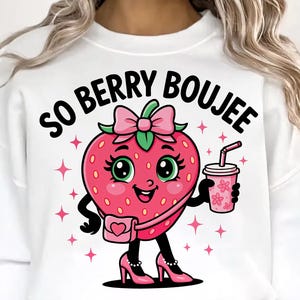 かわいいイチゴのTシャツデザインPNG、レトロな漫画フルーツのデジタルダウンロード、面白い昇華ベリープリント、ベリーブージーシャツファイル