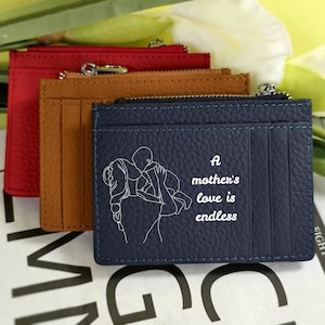 Schlanke Brieftasche aus echtem Leder mit Reißverschluss - Kartenhalter, Geldbörse aus Leder, Mehrfarbige Optionen, sichere Brieftasche mit Reißverschluss