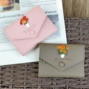 Geldbörse mit Gravur - personalisierte kleine Leder Geldbörse Geschenk für Mama, Mama Geldbörse, handgemachte gravierte Geldbörse, einzigartiges Geschenk