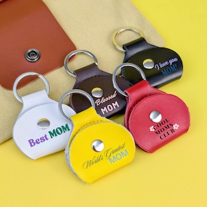 Personalisierte Plektrum Halter Schlüsselbund, personalisierte Airtag Hülle, Muttertagsgeschenk für Gitarrist, Plektrum Tasche, Geschenk für Sie