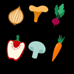 23 PNG de légumes dessinés à la main | Clipart végétarien fantaisiste pour travaux manuels et créations
