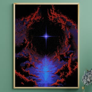 Nebula Poster, Space Wall Art, Star Night Sky Print, Astronomy Wall Decor, Galaxy Poster, Wood Framed, Retro Sci-Fi Art, Space Gift Idea