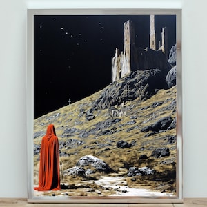 Póster de castillo de fantasía oscura, arte de pared gótico, impresión de viaje misterioso, decoración de terror de fantasía, obra de arte oscura genial, regalo para amantes de la fantasía oscura