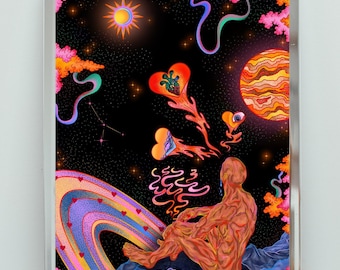 Psychedelic Cosmic Art Print, Surreal Galaxy Poster