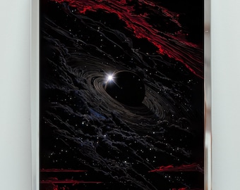 Ingelijste poster Black Hole, gicléekunstprint Deep Space