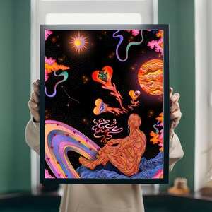 Psychedelic Cosmic Art Print, Surreal Galaxy Poster - Etsy