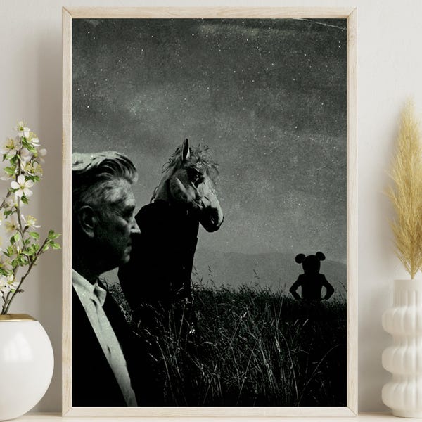 David Lynch Wall Art Poster, Surreal Black And White Print, Arthouse Cinema Decor