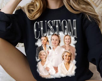 Sudadera con capucha personalizada con foto, sudadera con cuello redondo personalizada para la abuela, regalo moderno para la abuela