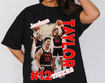 Camiseta de baloncesto con foto de boda personalizada, sudadera gráfica Joshua Taylor Tigers #12