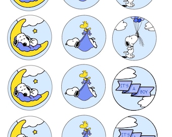 It's A Boy Snoopy babyshower-cupcaketoppers **AFDRUKBARE DOWNLOAD**