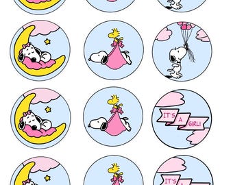 Baby Snoopy babyshower cupcake toppers **AFDRUKBARE DOWNLOAD**