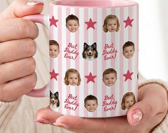 Gepersonaliseerde fotomok voor moeder, aangepaste koffiekop babygezicht, mok beste mama ooit, Moederdagcadeau van kinderen