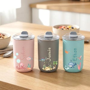 Borraccia personalizzata per bambini, borraccia con nome personalizzato, tazza in acciaio inossidabile da 350 ml per bambini piccoli, scuola, asilo nido, campeggio, regalo per bambini