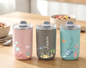 Botella de agua infantil personalizada, botella con nombre personalizado, vaso de acero inoxidable de 355 ml para niños pequeños, escuela, guardería, campamento, regalo para niños