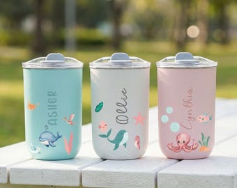 Gepersonaliseerde kinderwaterfles, aangepaste naam roestvrijstalen beker voor kinderen, geïsoleerde fles voor school, kinderopvang, kamp, kindercadeau