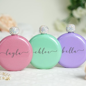 Personalized Bridesmaid Hip Flasks,Engraved Flask for Bridesmaids,Laser Engraved Flask,Unique Bridesmaid Gift Idea Custom Women&#39;s Flask