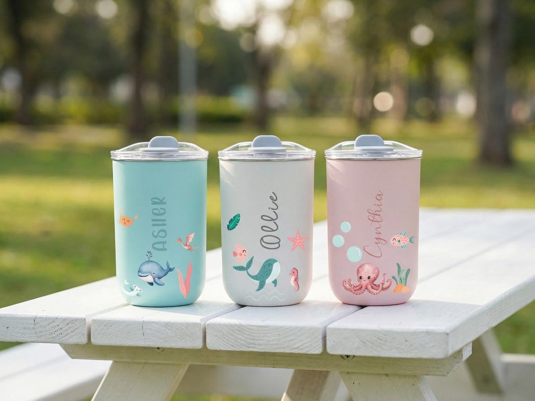 Personalized Kids Water Bottle, Custom Name Stainless Steel Tumbler for ...