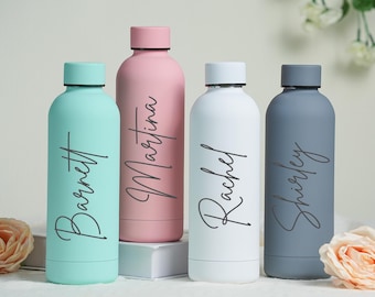 Engraved Water Bottle Custom Cup with Lid,Engraved Name Metal Tumbler,Bridesmaid Gift, Bottle for Gym Personalized Insulated Water Bottle