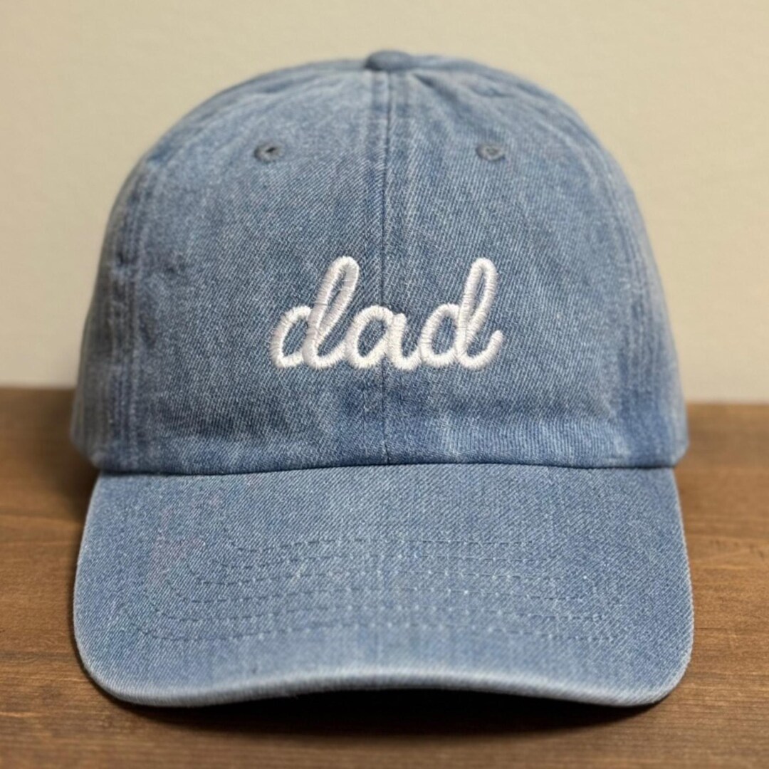 Dad Script Hat Dad in Script Text Embroidered Denim Baseball Cap,embroidered Baseball ...