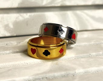 Men's Stainless Steel Spinner Ring • Gold & Silver, Tarnish Free