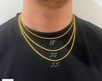 シルバー 3 MM ロープチェーン メンズネックレス、レディース