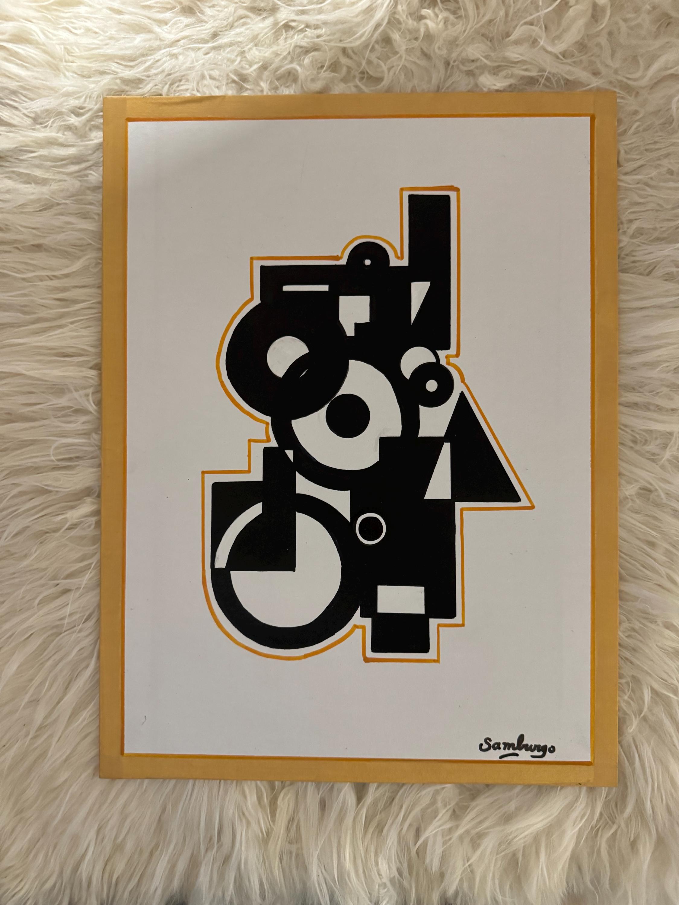 キャンバスに描かれた幾何学的抽象アクリル画（12 x 9インチ） - Etsy 日本