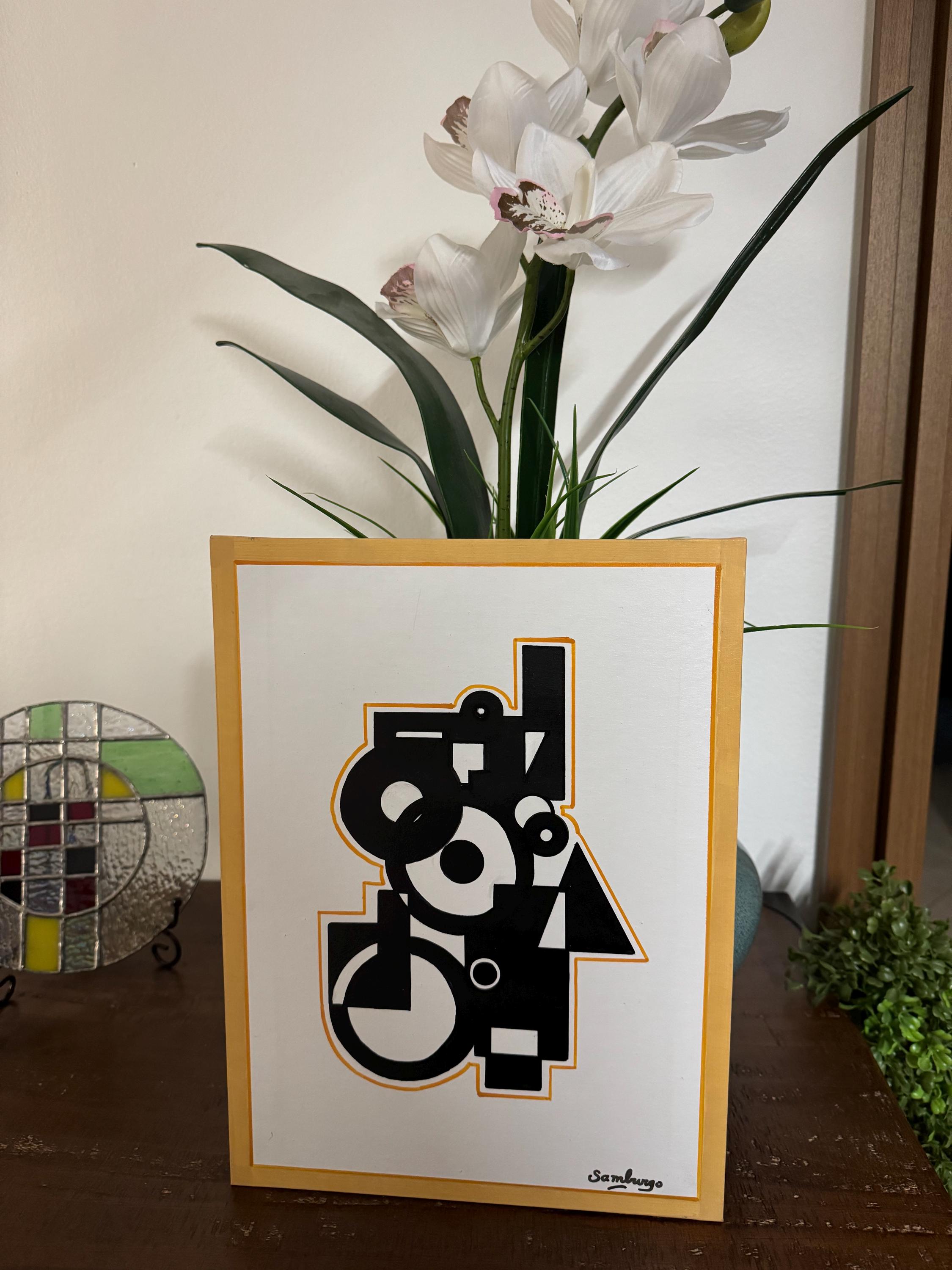 キャンバスに描かれた幾何学的抽象アクリル画（12 x 9インチ） - Etsy 日本