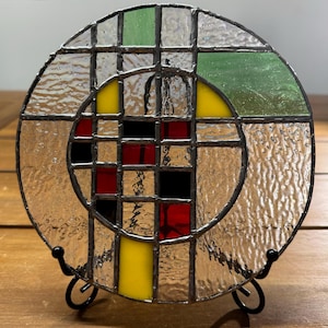 Frank Lloyd Wright inspired stained glass panel