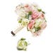 Pink White Peonies & Roses Bridal Bouquet Eucalyptus Greenery - Add Groom Boutonniere Wedding Arch Flowers Centerpiece Corsage and More! 