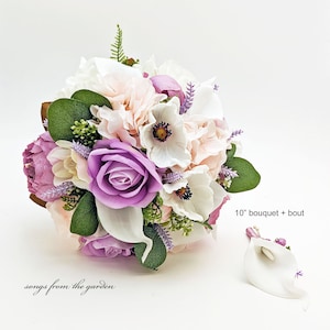 Blush & Lavender Wedding Bridal or Bridesmaid Bouquet - Add Groom Groomsmen Boutonniere Corsage Arch Flowers Bridesmaids&#39; Bouquets and More!