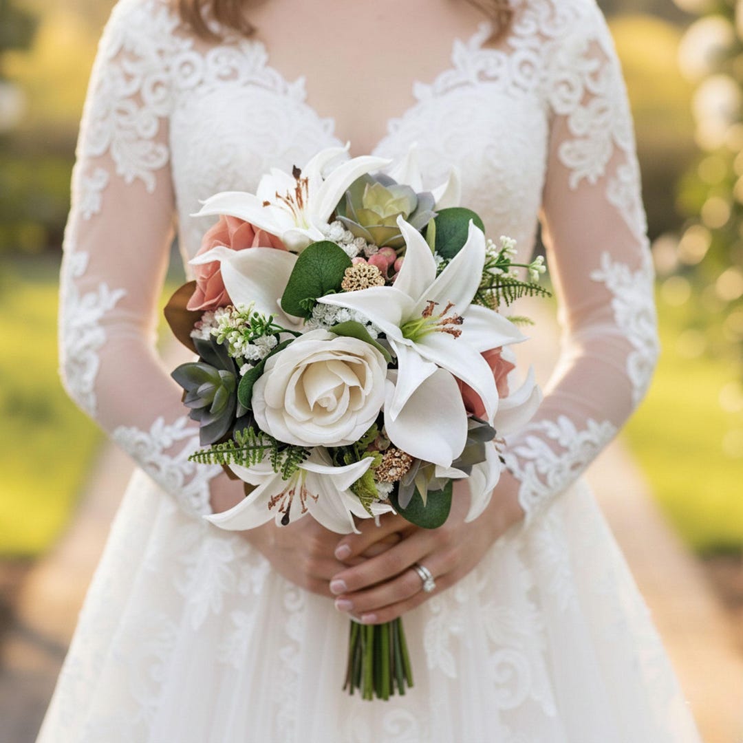 Bridal Prom Wedding Bouquet: Mauve White Gold - Add Boutonnieres Corsages  Flower Crown More - Etsy