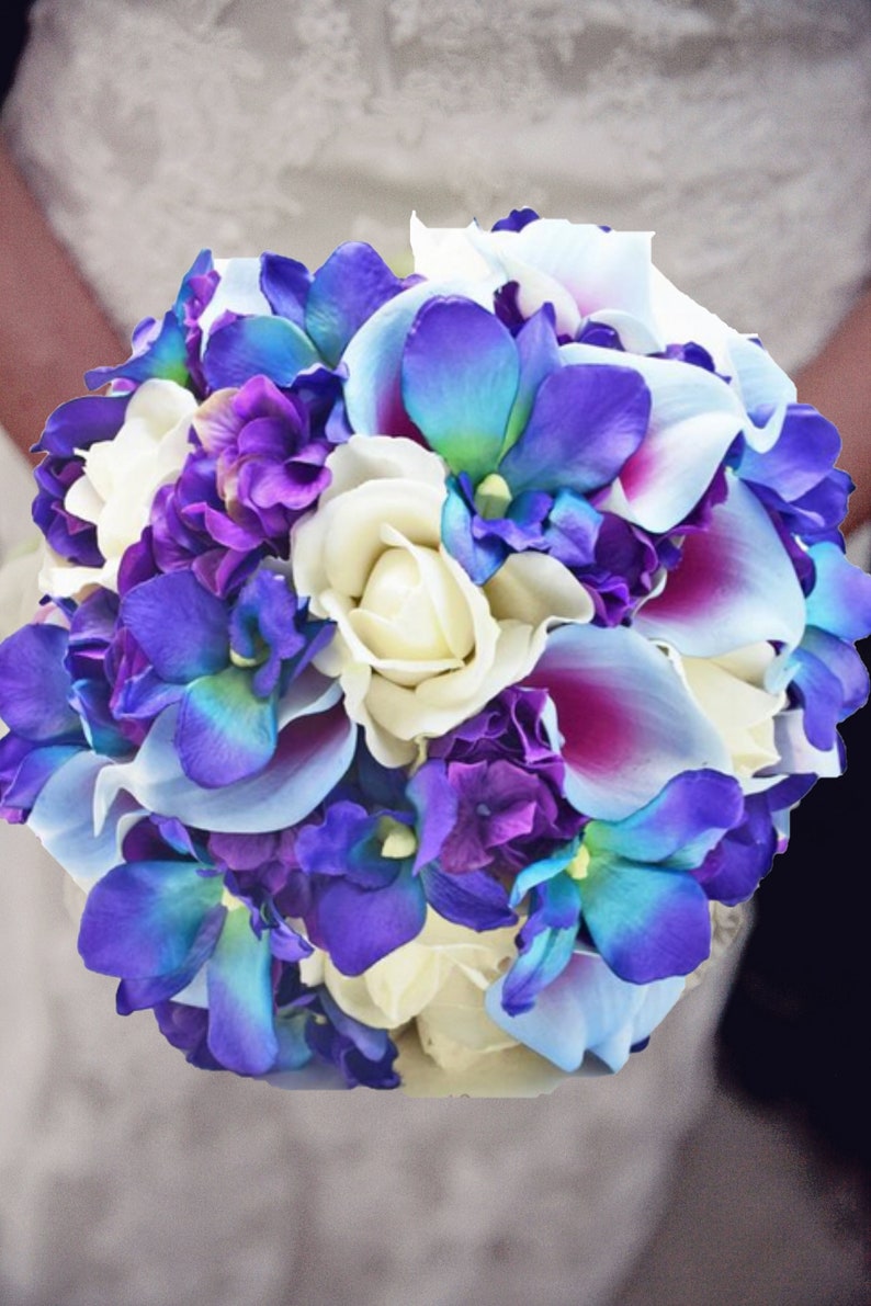 Galaxy Orchid Bridal or Bridesmaid Bouquet Add Groom - Etsy