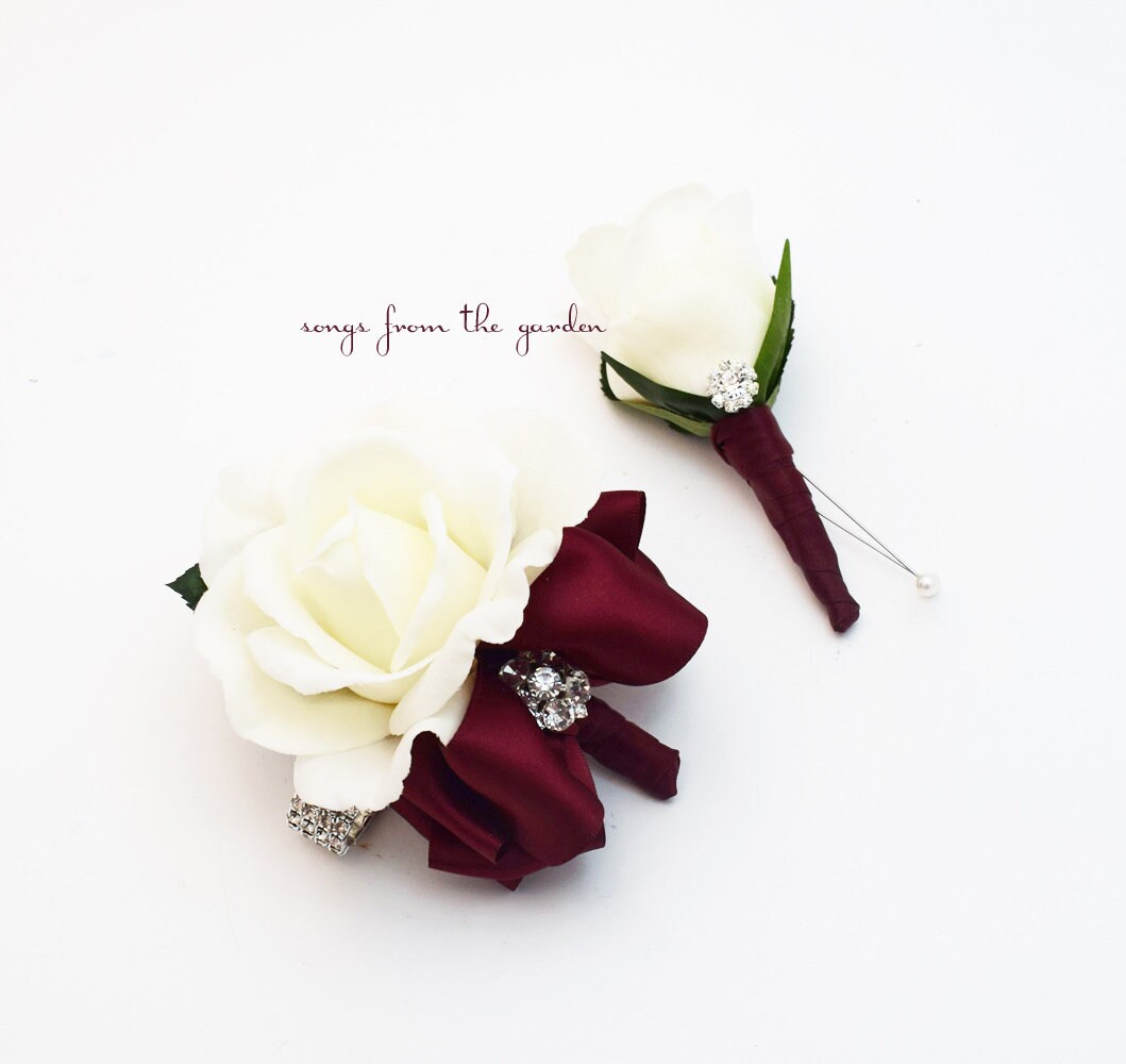 Silk Rose Flower Wedding  Crystal Diamante  Brides Bridesmaids Wrist Corsage 