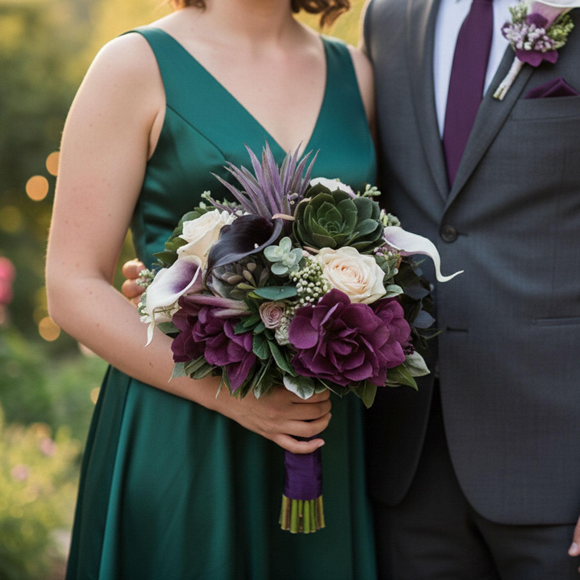 Plum Ivory Bridal Bouquet